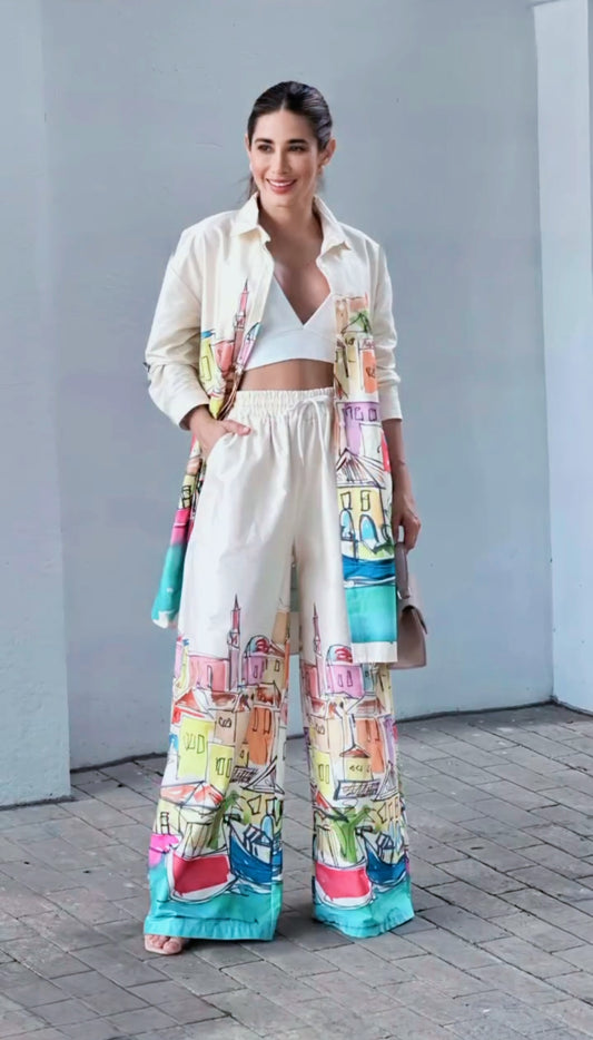 Luxury Printed Long Linen Co-ord Set