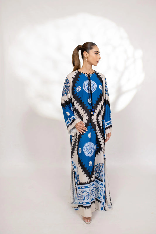 Azure Sunburst Soft BSY Crepe Kaftan