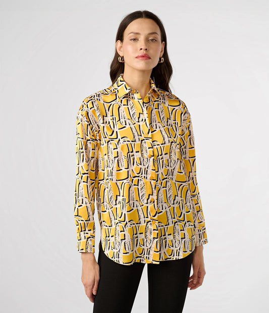 Modern Geometric Silk Shirt