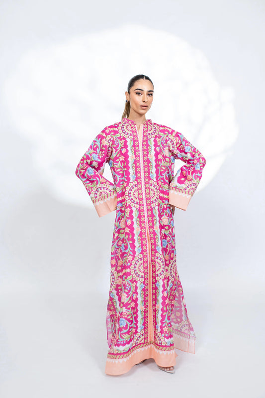 Elegant Floral Printed Soft BSY Crepe Kaftan