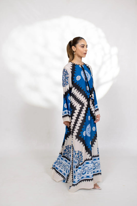 Azure Sunburst Soft BSY Crepe Kaftan