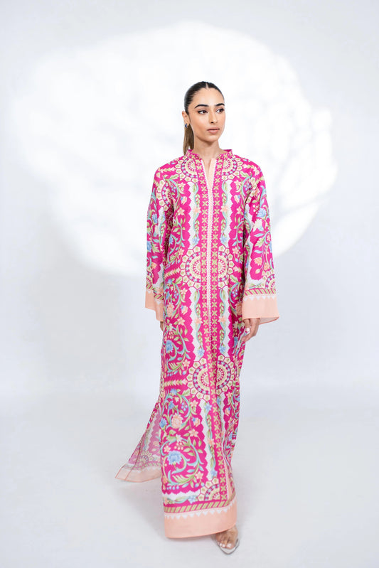 Elegant Floral Printed Soft BSY Crepe Kaftan