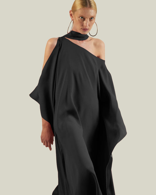 Elegant Drape Cape Dress