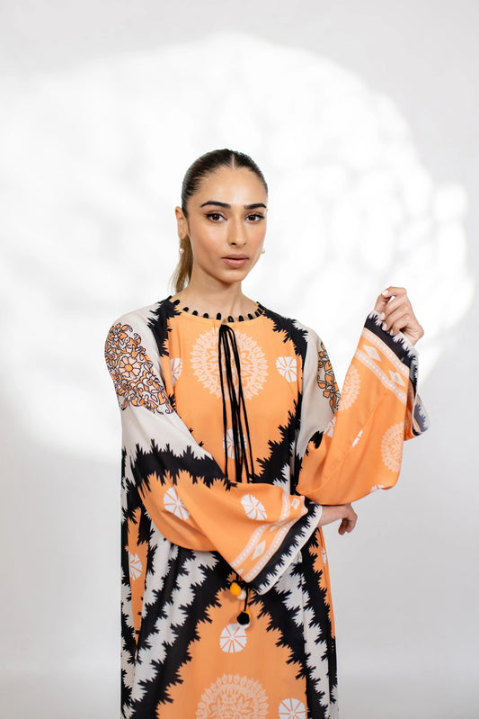 Mandarin Sunburst Soft BSY Crepe Kaftan