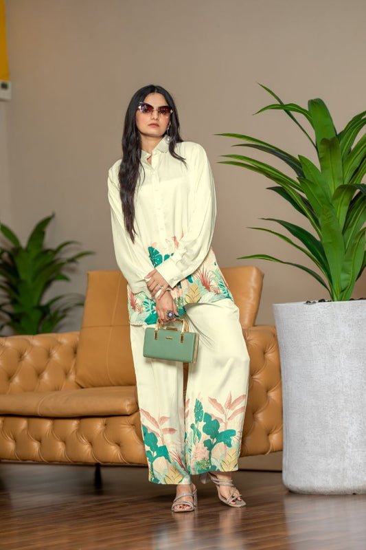 Tropical Oasis Imported Silk Satin Coord Set