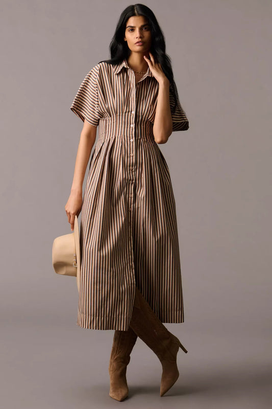 Striped Elegance Shirt Dress